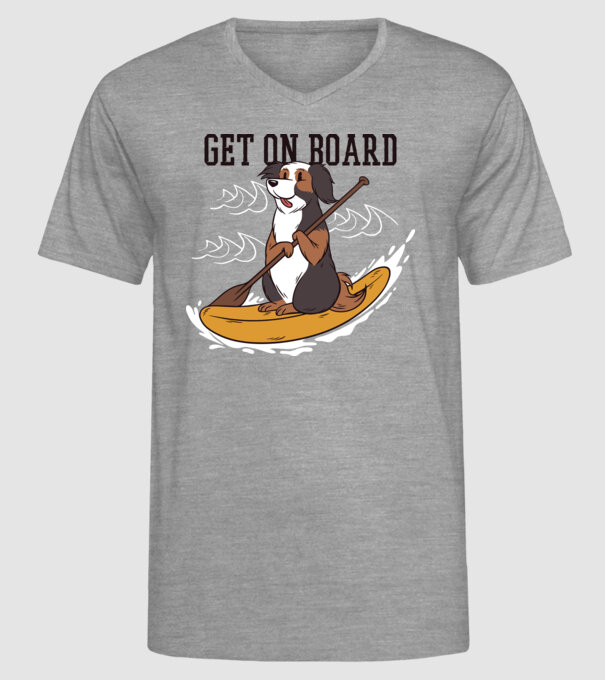 Câine vâslind model gri pe tricou