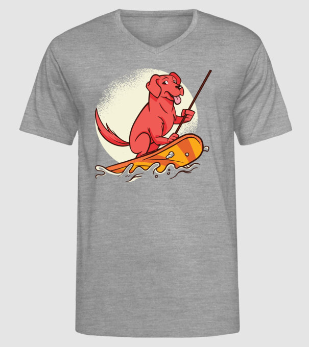 Câine vâslind model gri pe tricou