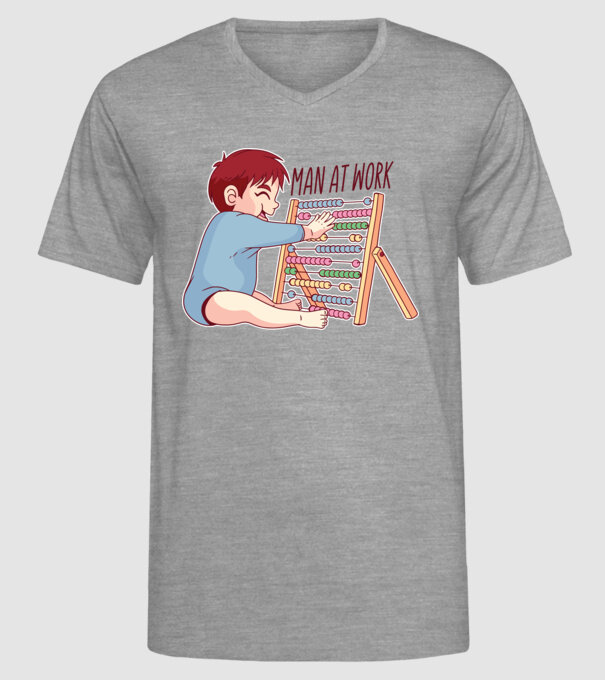 Bărbat la lucru tricou amuzant model gri pe tricou