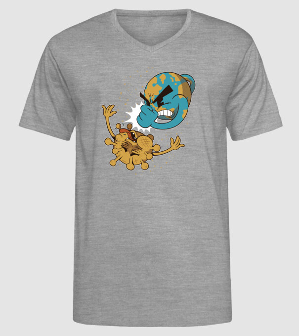 Pământ vs Coronavirus model gri pe tricou
