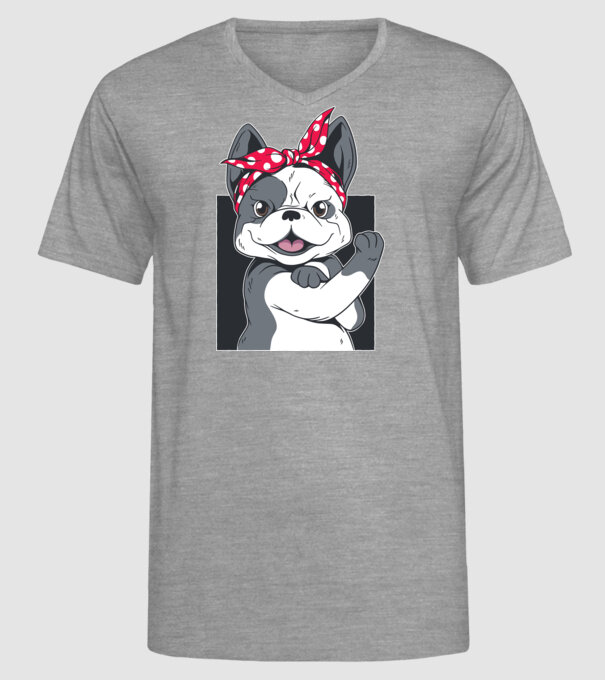 Bulldog Francez model gri pe tricou