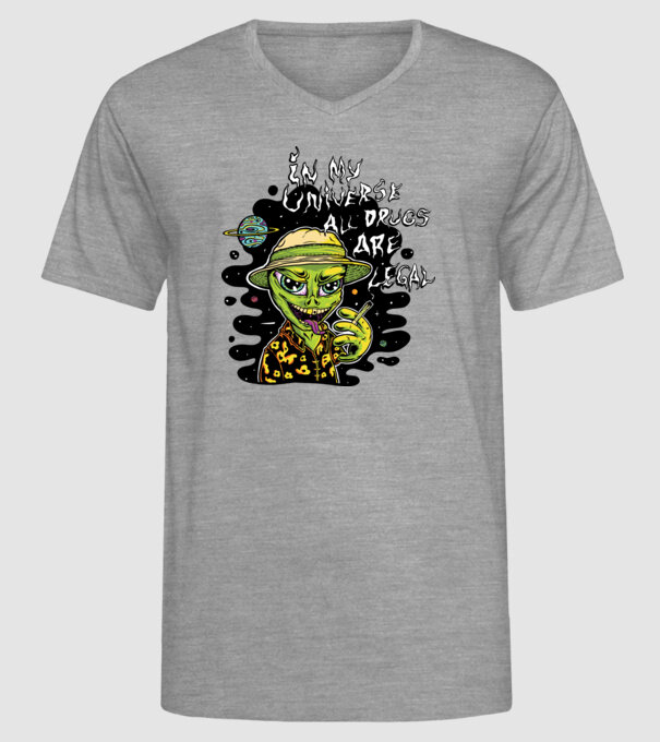 Alien drogat model gri pe tricou