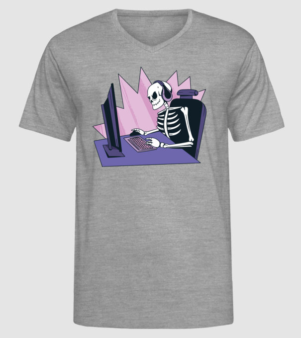 Schelet Gamer model gri pe tricou