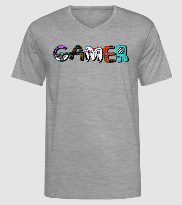 Inscripție Gamer model gri pe tricou