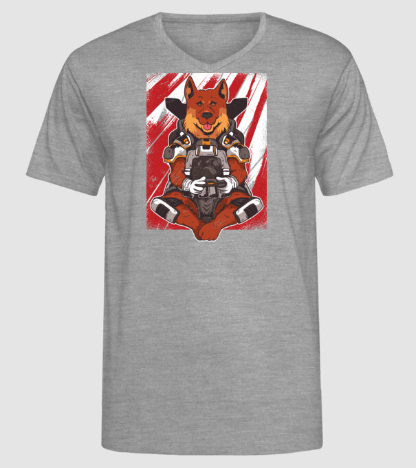 Gamer Ciobănesc german Apex model gri pe tricou