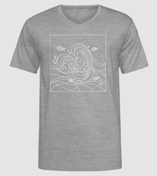 Ocean geometric model gri pe tricou