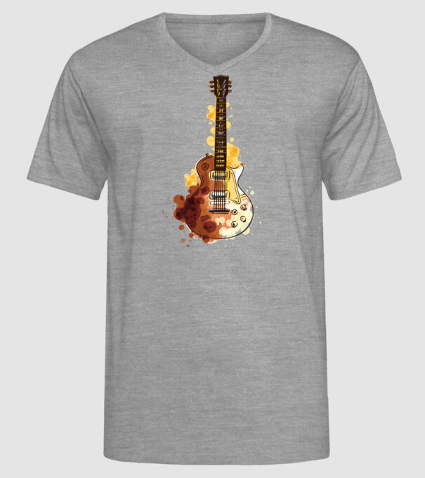 Chitara Pictură model gri pe tricou