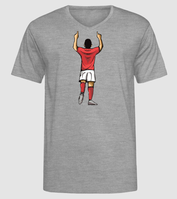 Fotbalist sărbătorind golul model gri pe tricou