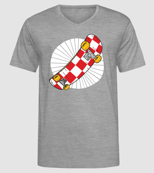Skateboard model gri pe tricou