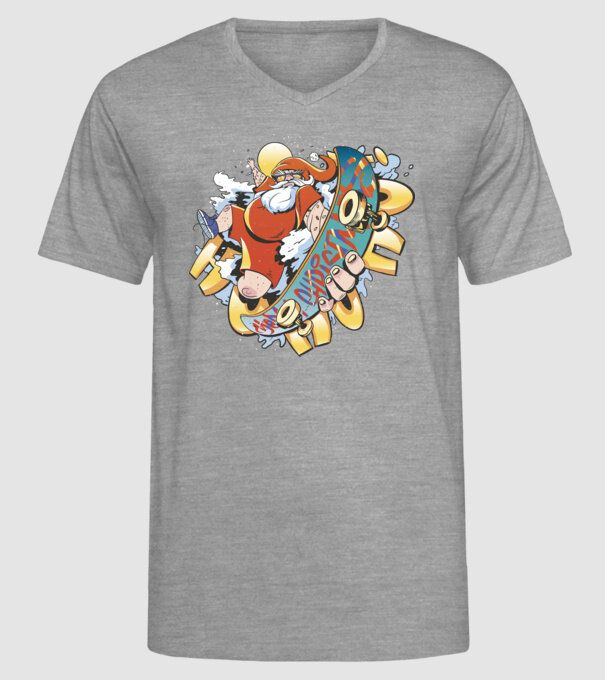 Moș Crăciun Skateboarder model gri pe tricou