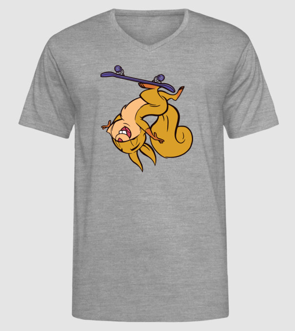Veveriță Skateboarder model gri pe tricou