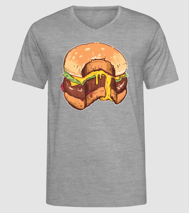 Hamburger model gri pe tricou