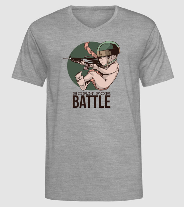 Născut pentru a lupta model gri pe tricou