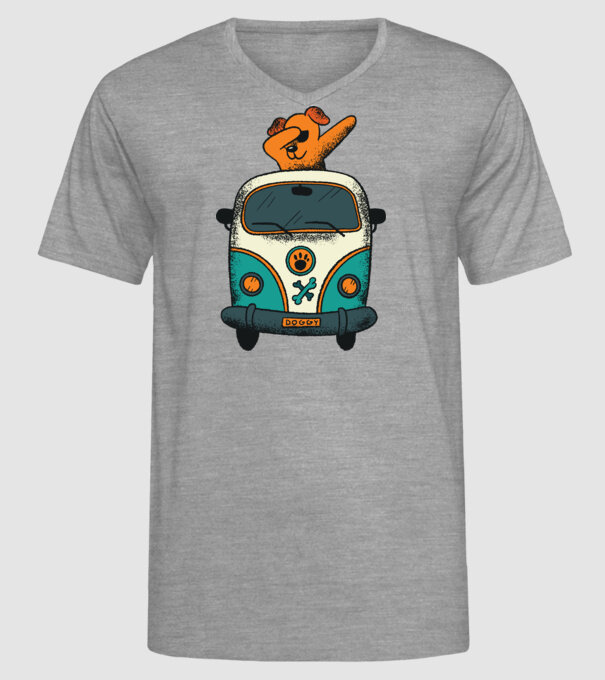 Microbuz Hippi Câine DAB model gri pe tricou