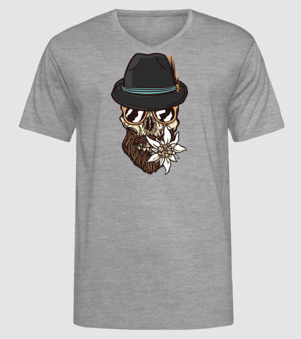 Craniu Hipster model gri pe tricou