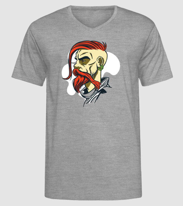 Barbă Hipster model gri pe tricou