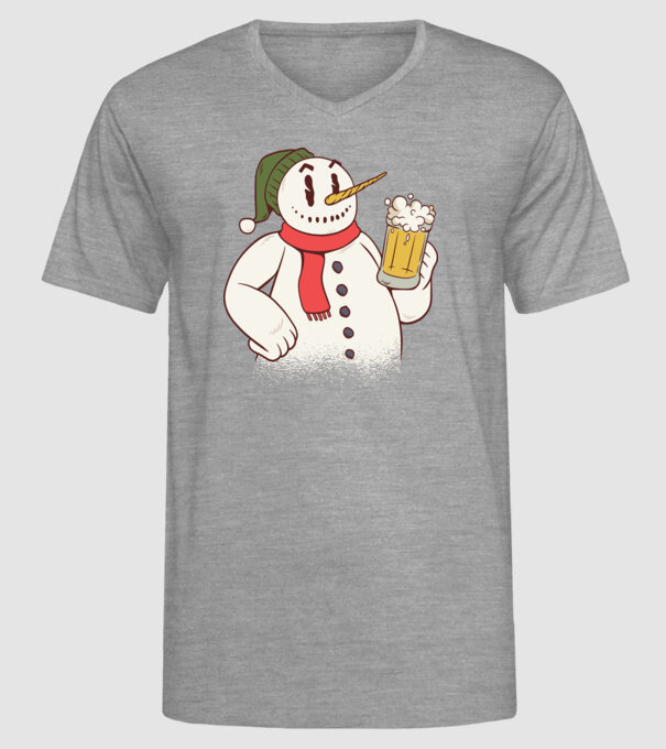 Om de zăpadă cu bere model gri pe tricou