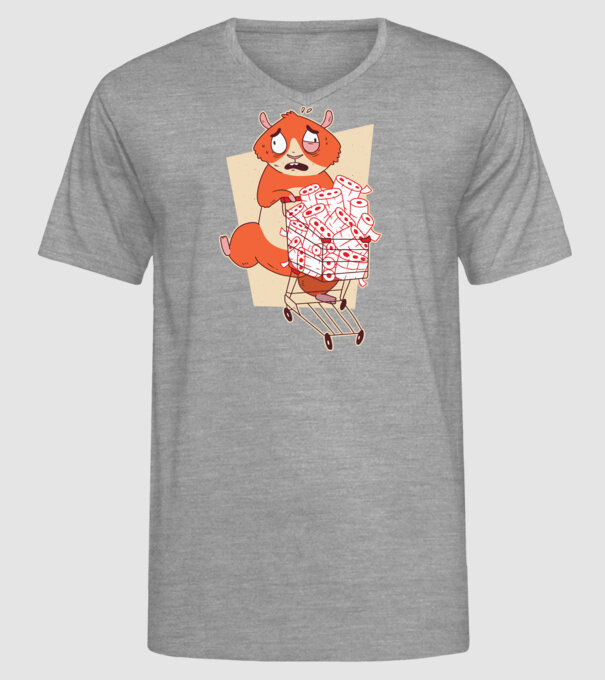 Hamster Panică cumpărături model gri pe tricou