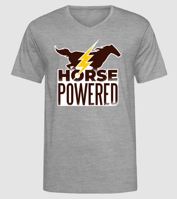 Horse Powered Cal-putere tricou călăreț model gri pe tricou