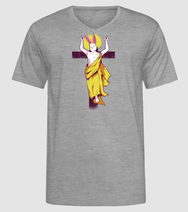iepuraș de Paște Înviere model gri pe tricou