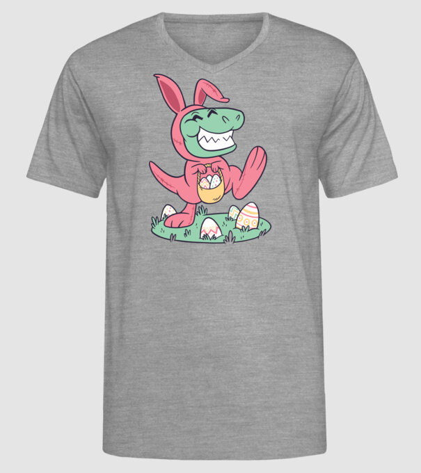 T-rex de Paște model gri pe tricou