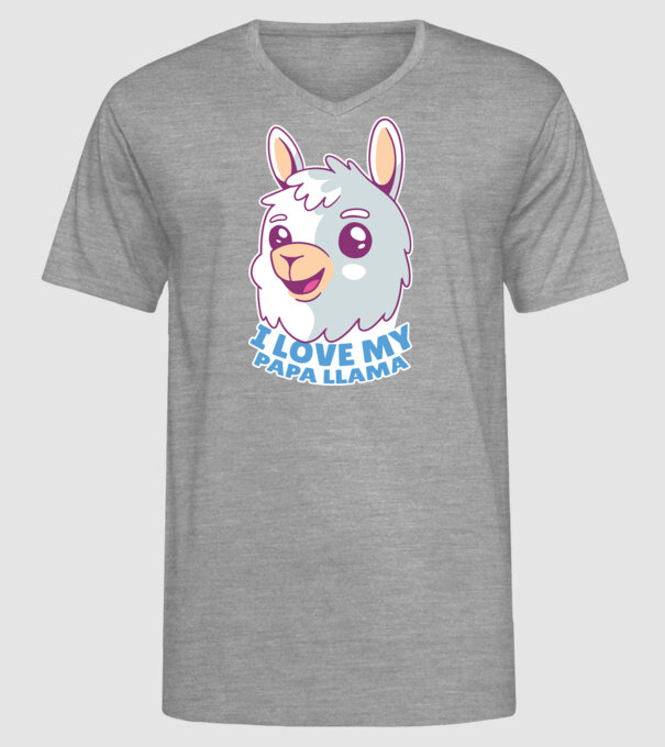 I Love My Papa Llama tricou drăguț cu lamă pentru bunicul model gri pe tricou
