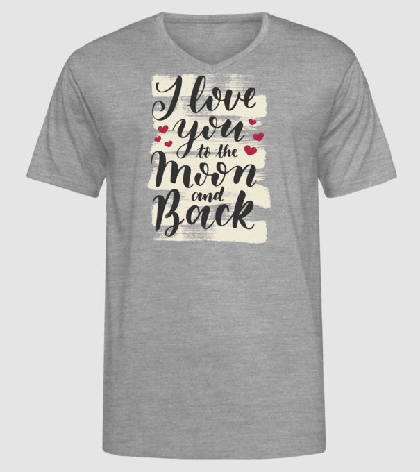 'I love you to the moon and back tricou drăguț Valentine''s Day' model gri pe tricou