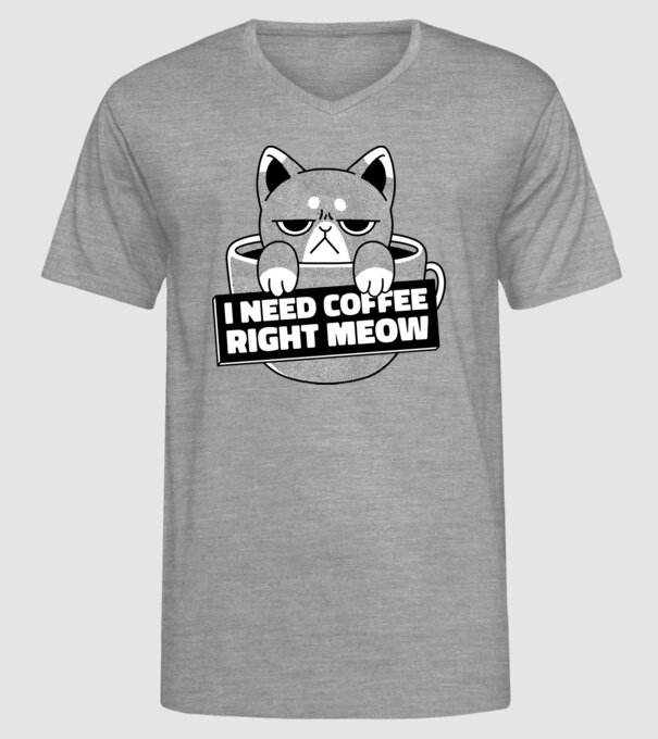 I need Coffee Right Meow model gri pe tricou