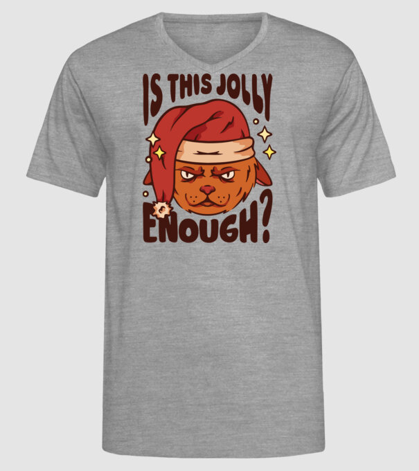 Is this Jolly enough tricou de Crăciun model gri pe tricou