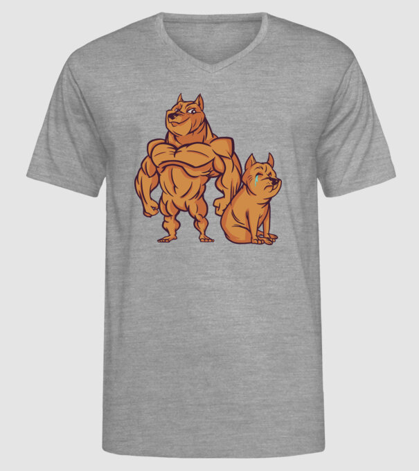Câine musculos model gri pe tricou