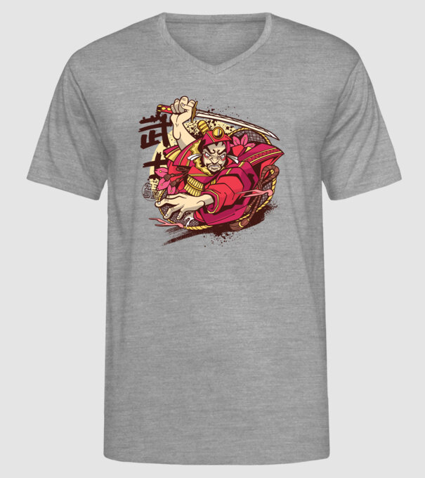 Războinic japonez model gri pe tricou
