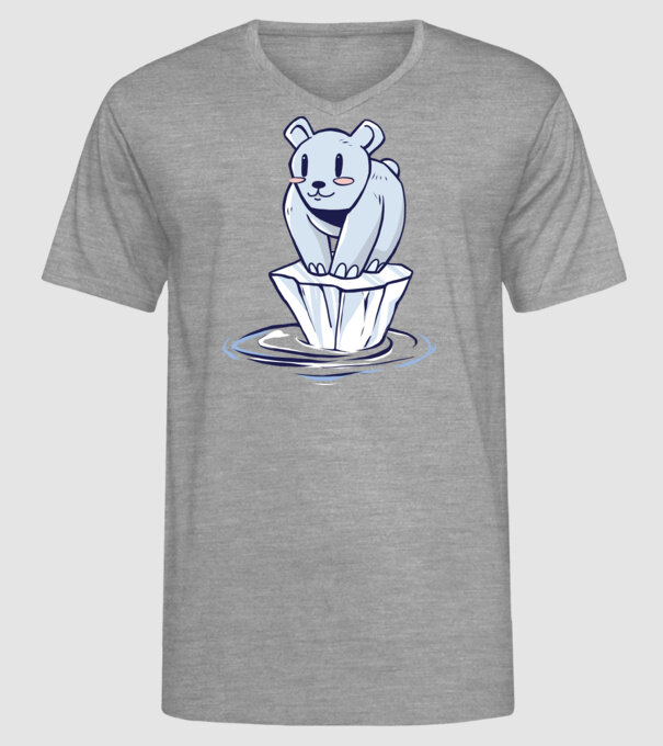 Urs polar pe gheața care se topește model gri pe tricou