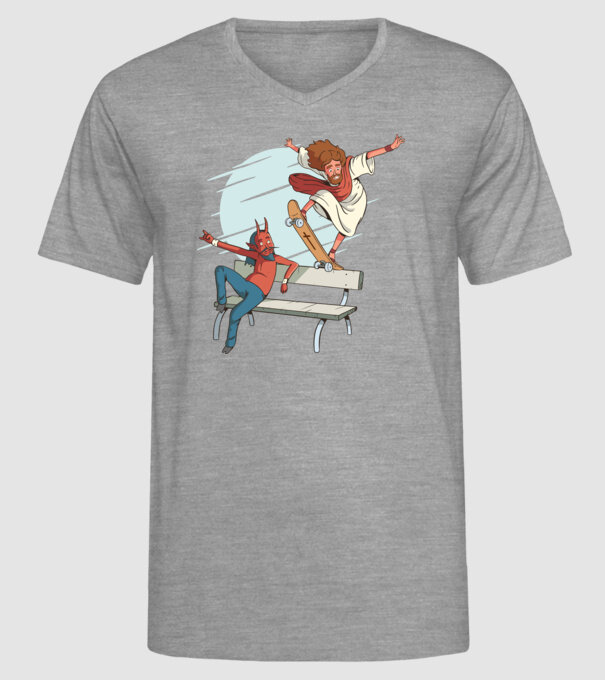 Isus Skateboarding model gri pe tricou