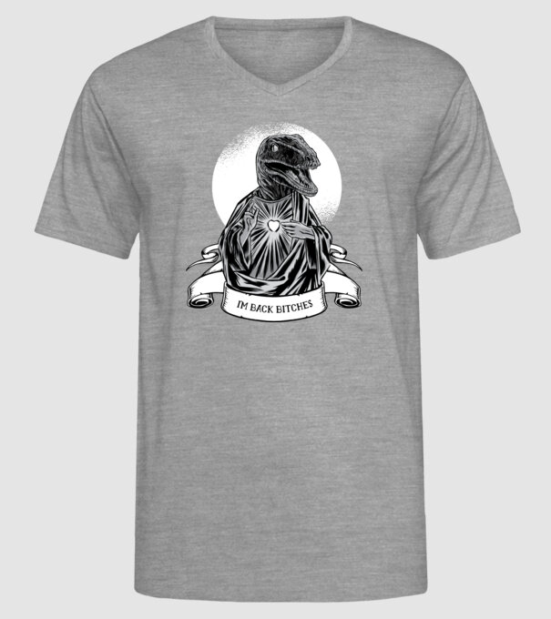 Iisus Raptor Dinozaur model gri pe tricou