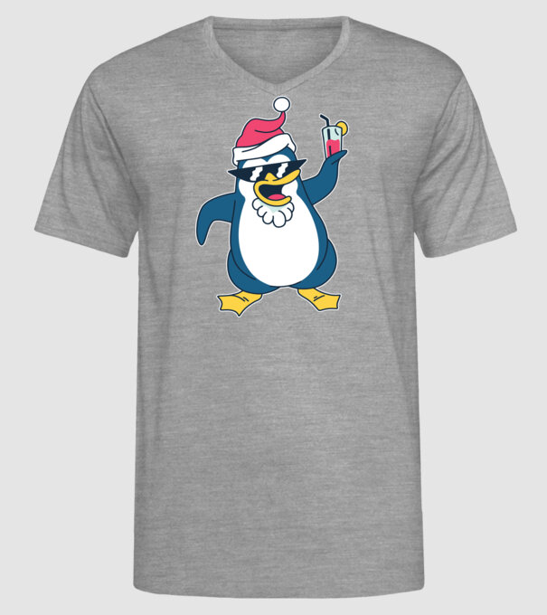 Pinguin de Crăciun model gri pe tricou