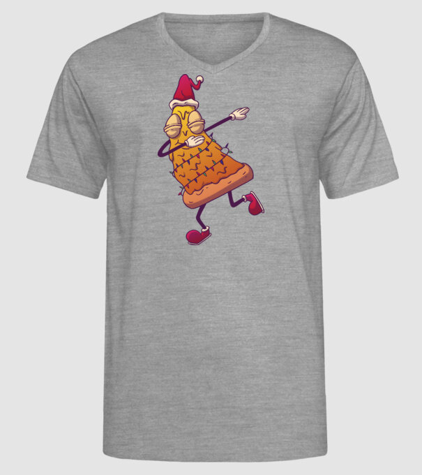 Pizza de Crăciun DAB model gri pe tricou