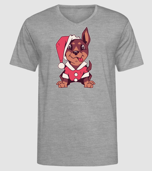 Teckel de Crăciun model gri pe tricou