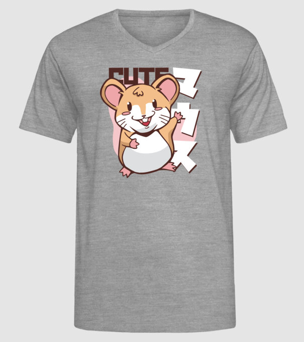 Șoarece Kawaii model gri pe tricou