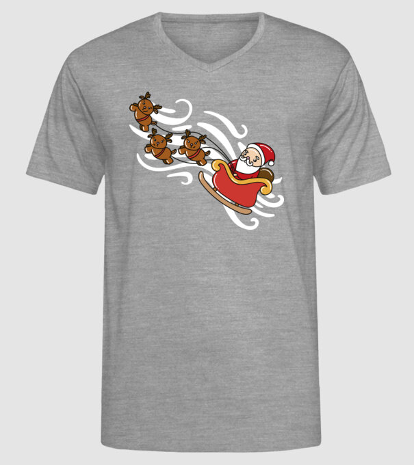Kawaii sanie Moș Crăciun model gri pe tricou