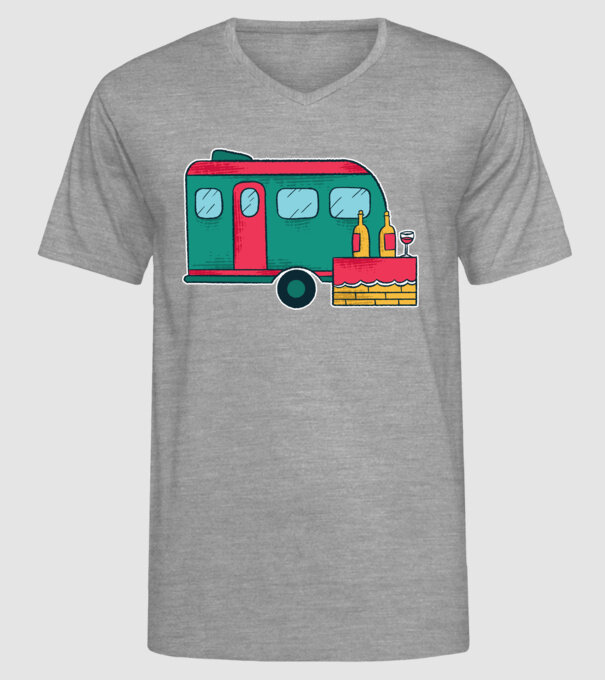 Autorulotă Camping model gri pe tricou