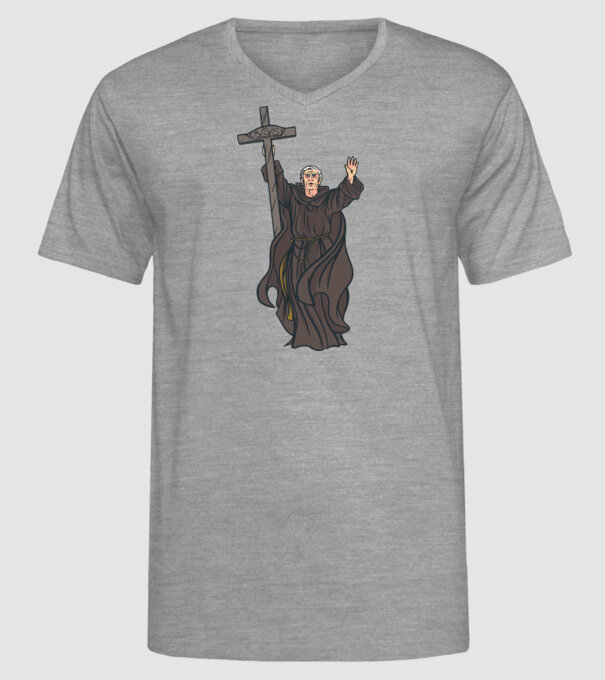 Călugăr creștin model gri pe tricou