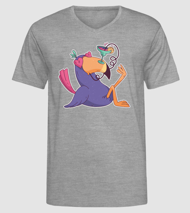 Toucan cu cocktail model gri pe tricou