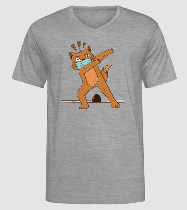 Mască Pisică Coronavirus model gri pe tricou