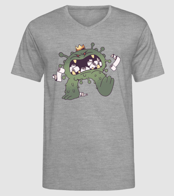 Monstru de hârtie igienică Coronavirus model gri pe tricou
