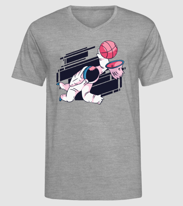 Astronaut Baschetbalist model gri pe tricou