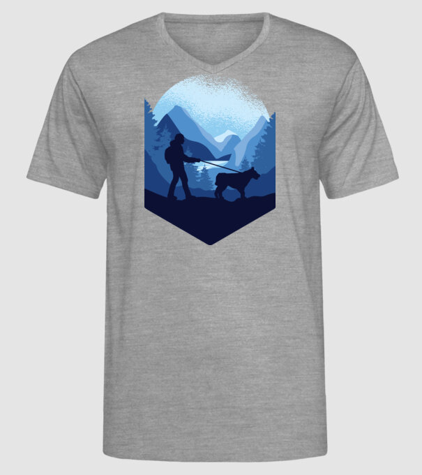 Excursie cu Câine model gri pe tricou