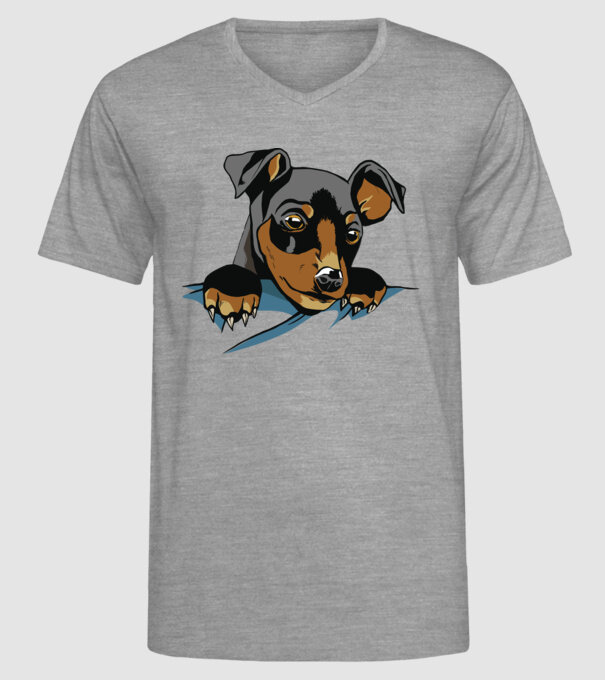 tricou drăguț câine în buzunar pentru iubitorii de câini model gri pe tricou