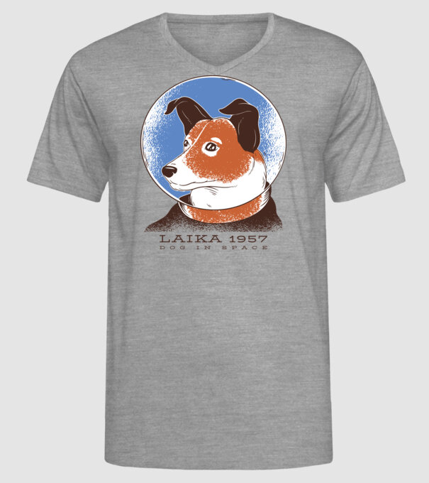 Laika 1957 - Câine în spațiu model gri pe tricou