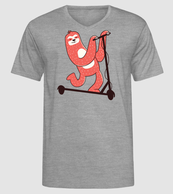 Leneș pe trotinetă model gri pe tricou