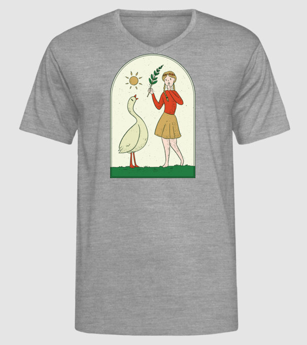 Poveste cu fata și gâsca model gri pe tricou